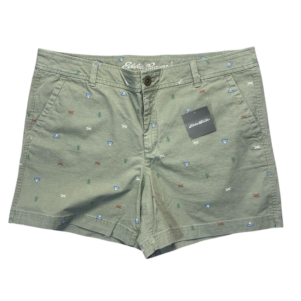 Eddie Bauer Green Cargo Shorts Lightweight Cotton